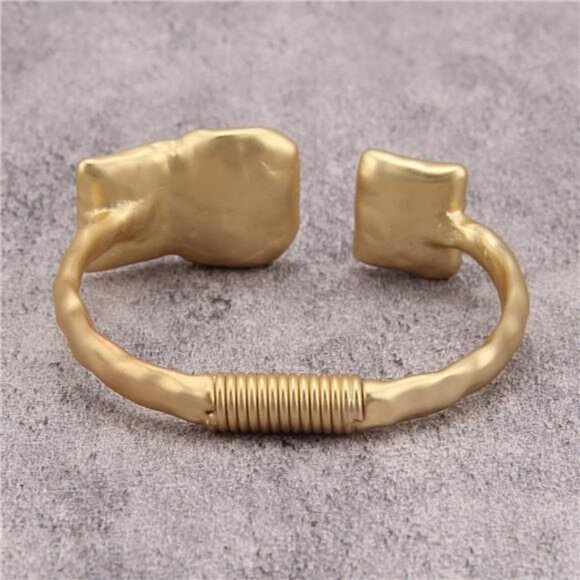 Gold Cuff Bracelet for Women Silver Beaded Bracelets Open Bangle Stackable - Picture 3 of 5